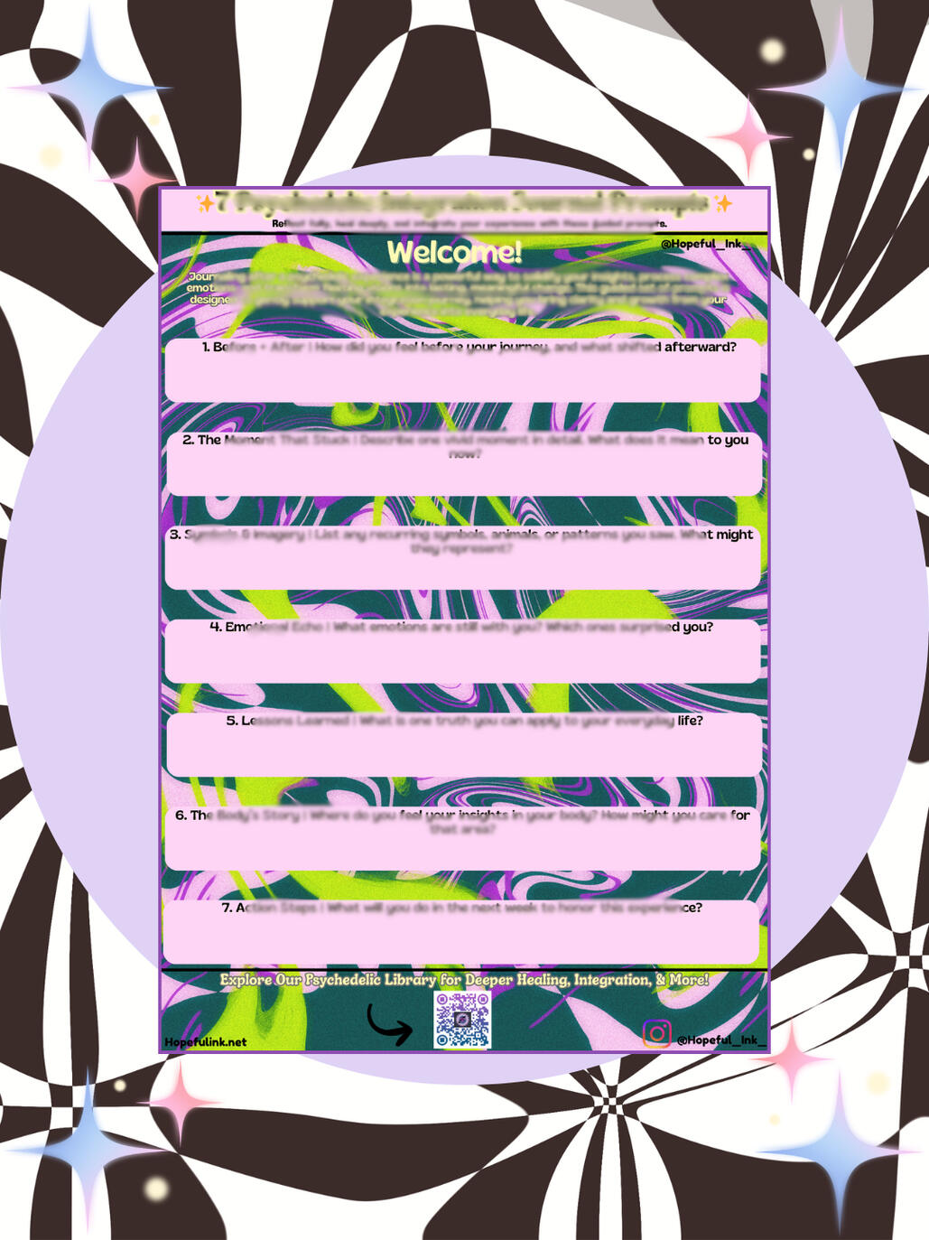 Integrate your psychedelic experiences with this mini journal with integrative prompts