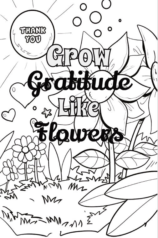 Gratitude Coloring Page for Intentional, Mindful Coloring and Relaxation